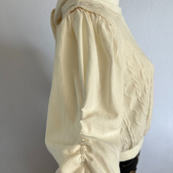 Free People Cream Cable Knit & Jersey Blouse – Cozy & Romantic 🤍 - Picture 6 of 10